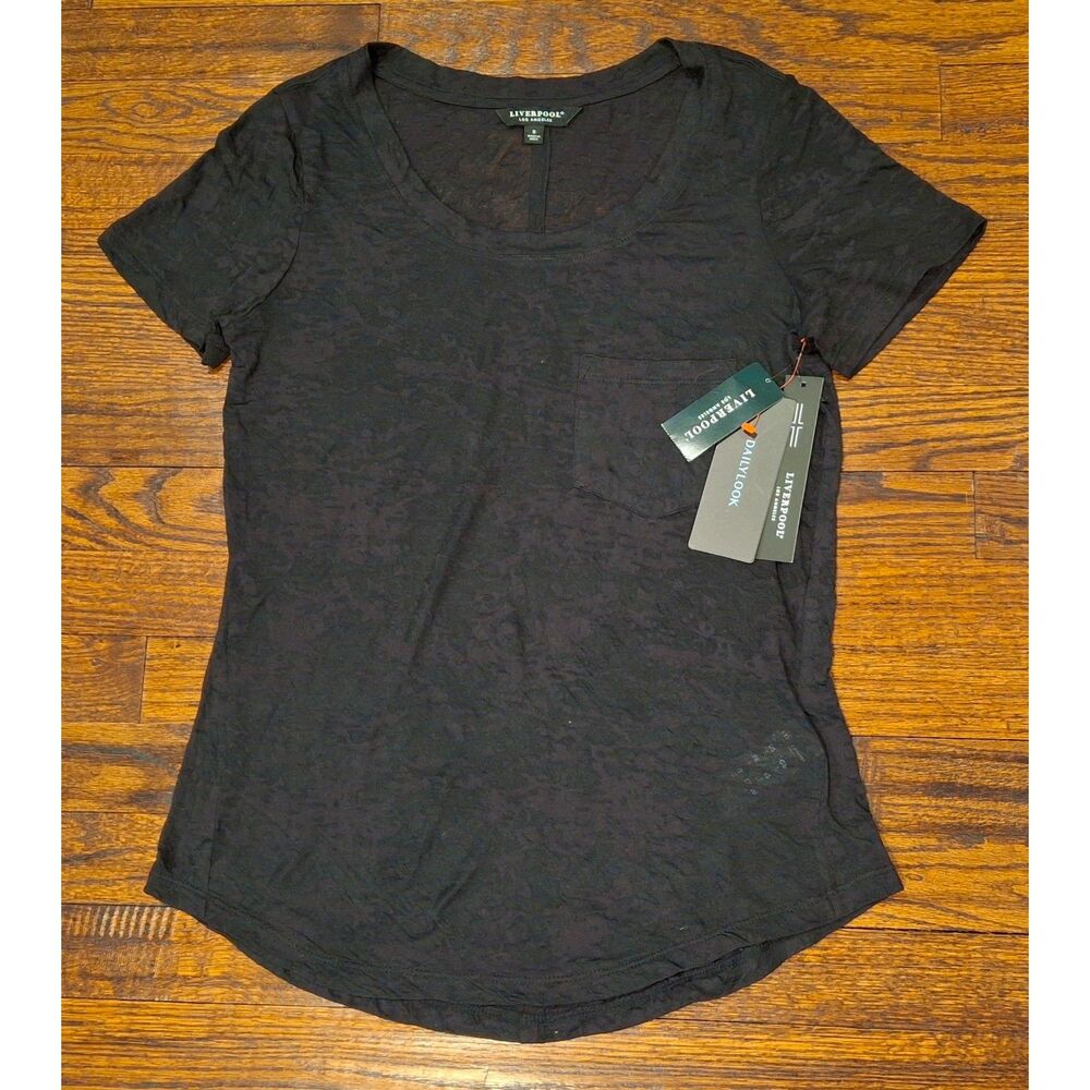 NWT Liverpool Black Burnout Style Shirt Womens Small